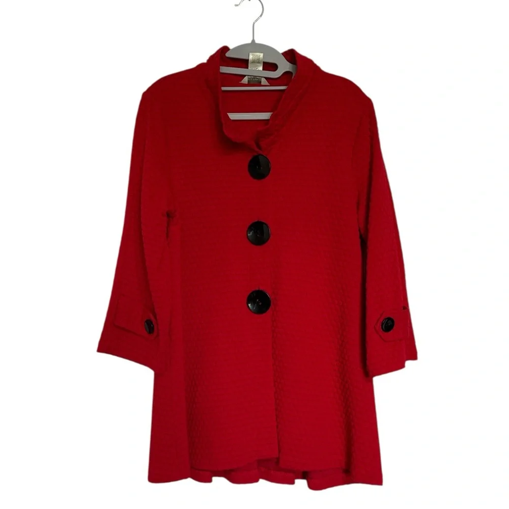 Multiples Red Button-Up Jacket - Picture 1 of 5
